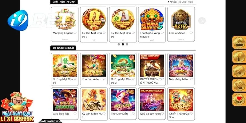 Vô số trò chơi quay hũ siêu hay tại I9Bet