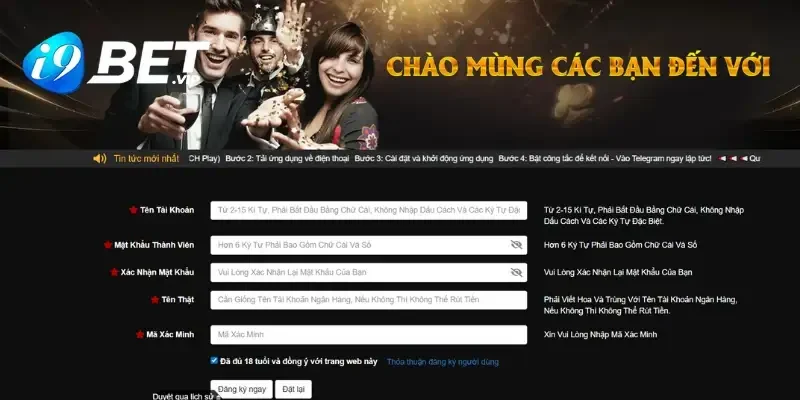 Thủ tục mở tài khoản chính thức tại i9Bet nhanh chóng